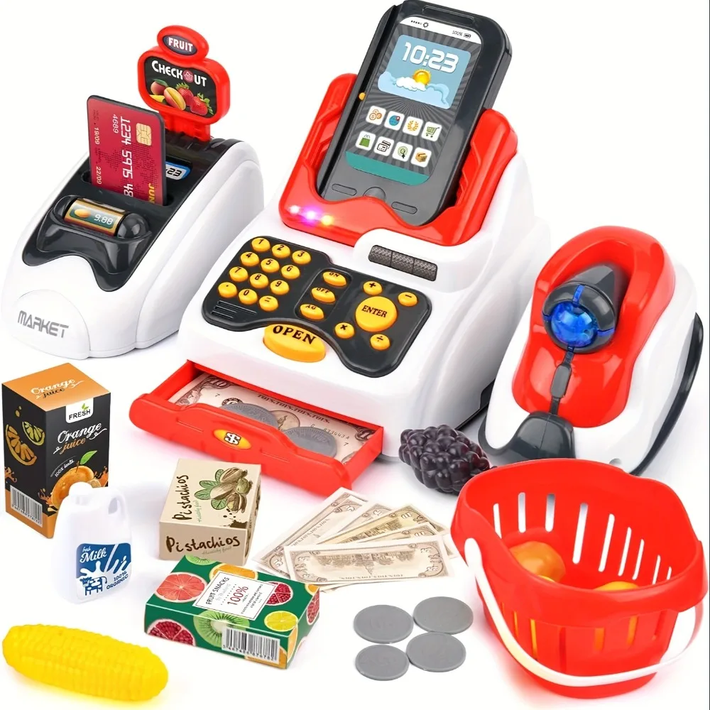 Toy Cash Register - 33 قطعة لعبة ماكينة تسجيل المدفوعات